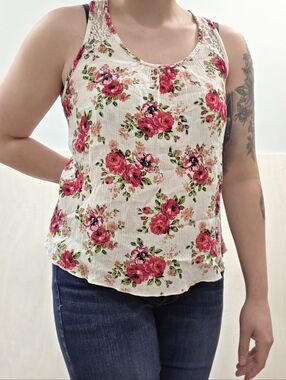 Kate Floral Tank Top Roses Lace Small| Cute Girly Romantic